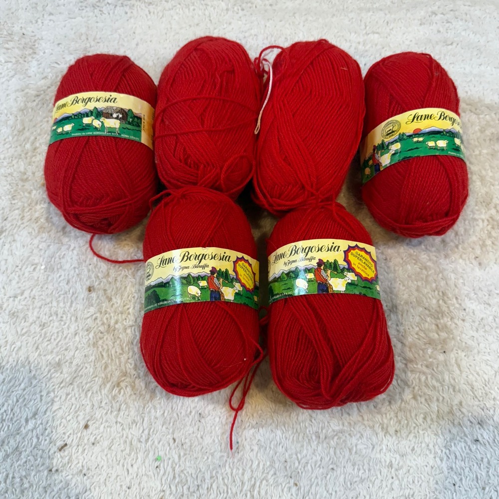 Lane Borgosesia Zegna Baruffa Boy Wool Yarn Red 6 Skeins Made in Italy 1135 940